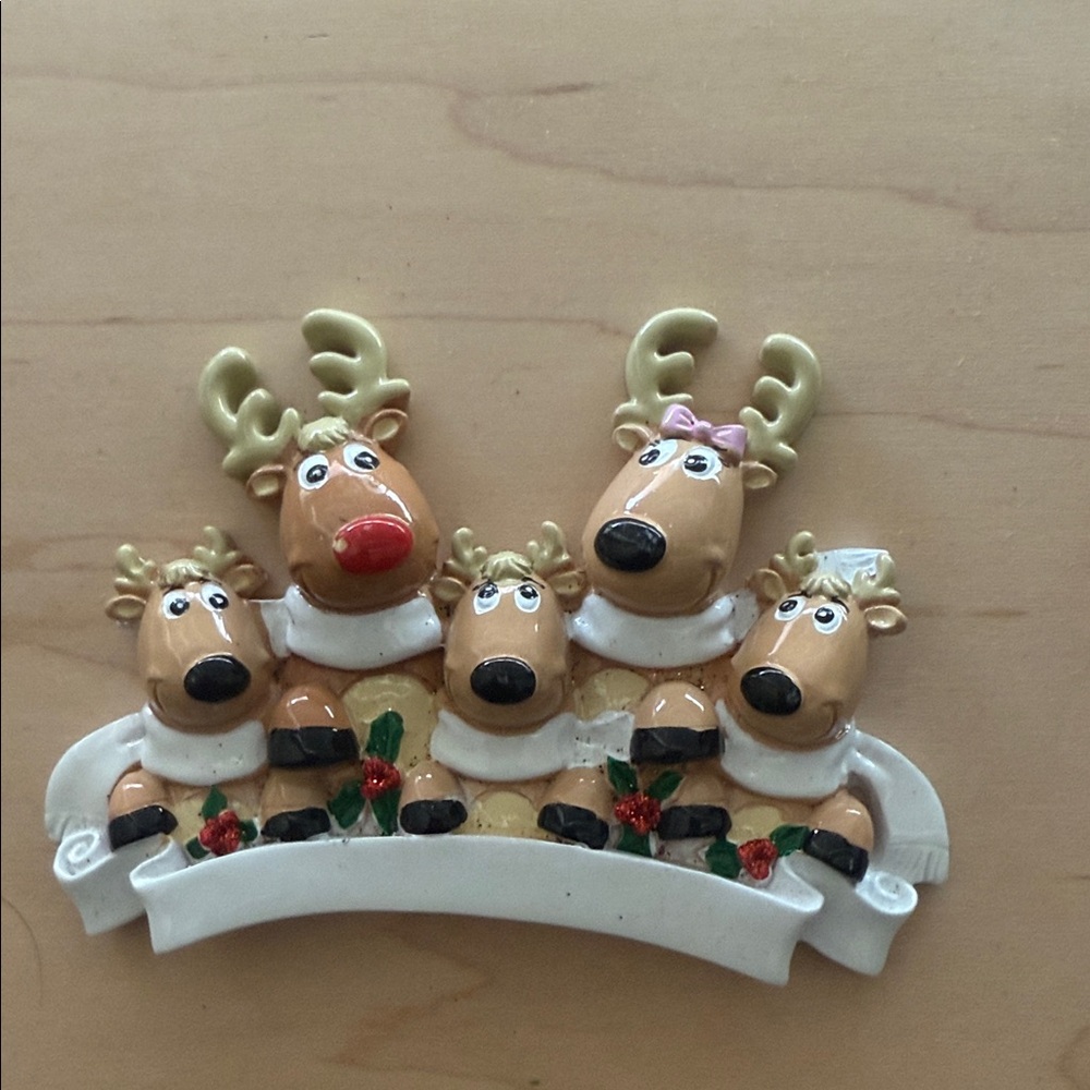 Personalized Reindeer Family Of 5 Christmas Ornament